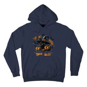 Sit At Your Own Risk Spooky Black Cat Witch Tall Hoodie