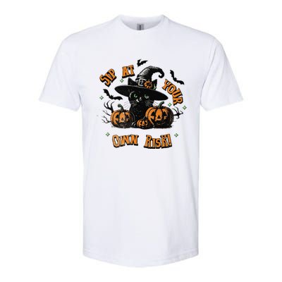 Sit At Your Own Risk Spooky Black Cat Witch Softstyle CVC T-Shirt