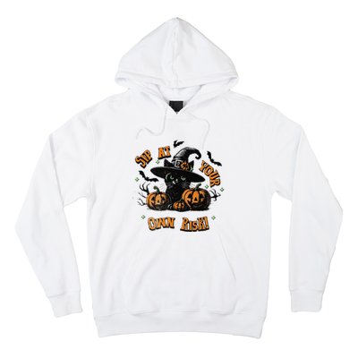 Sit At Your Own Risk Spooky Black Cat Witch Hoodie