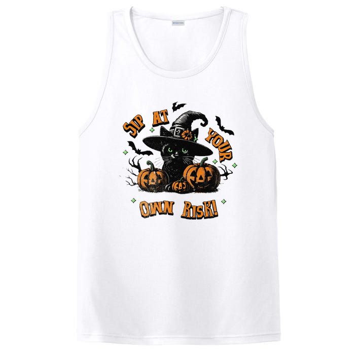 Sit At Your Own Risk Spooky Black Cat Witch PosiCharge Competitor Tank