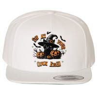 Sit At Your Own Risk Spooky Black Cat Witch Wool Snapback Cap