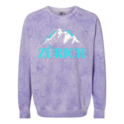 Swiss Alps Zurich Switzerland Colorblast Crewneck Sweatshirt