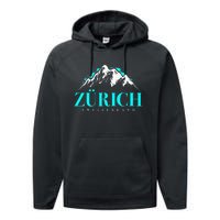 Swiss Alps Zurich Switzerland Performance Fleece Hoodie