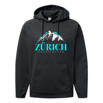 Swiss Alps Zurich Switzerland Performance Fleece Hoodie