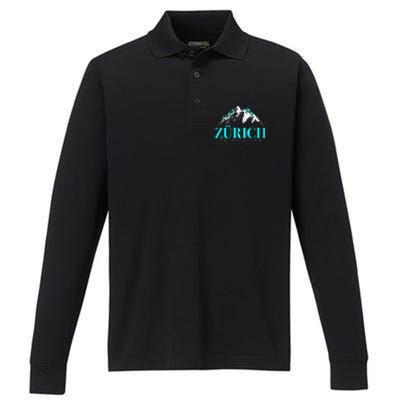 Swiss Alps Zurich Switzerland Performance Long Sleeve Polo