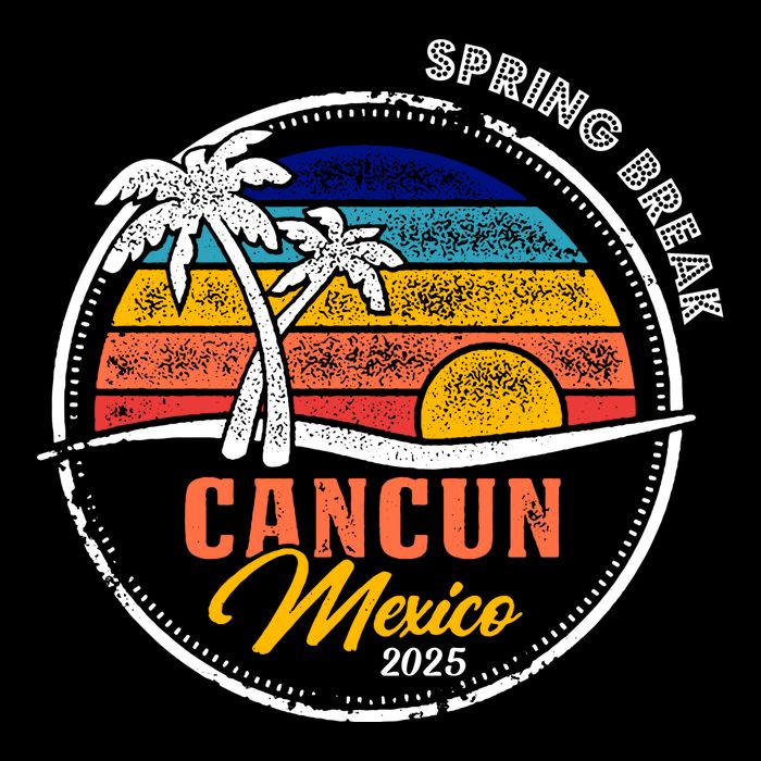 Spring Break 2025 Cancun Retro Sunset Apron