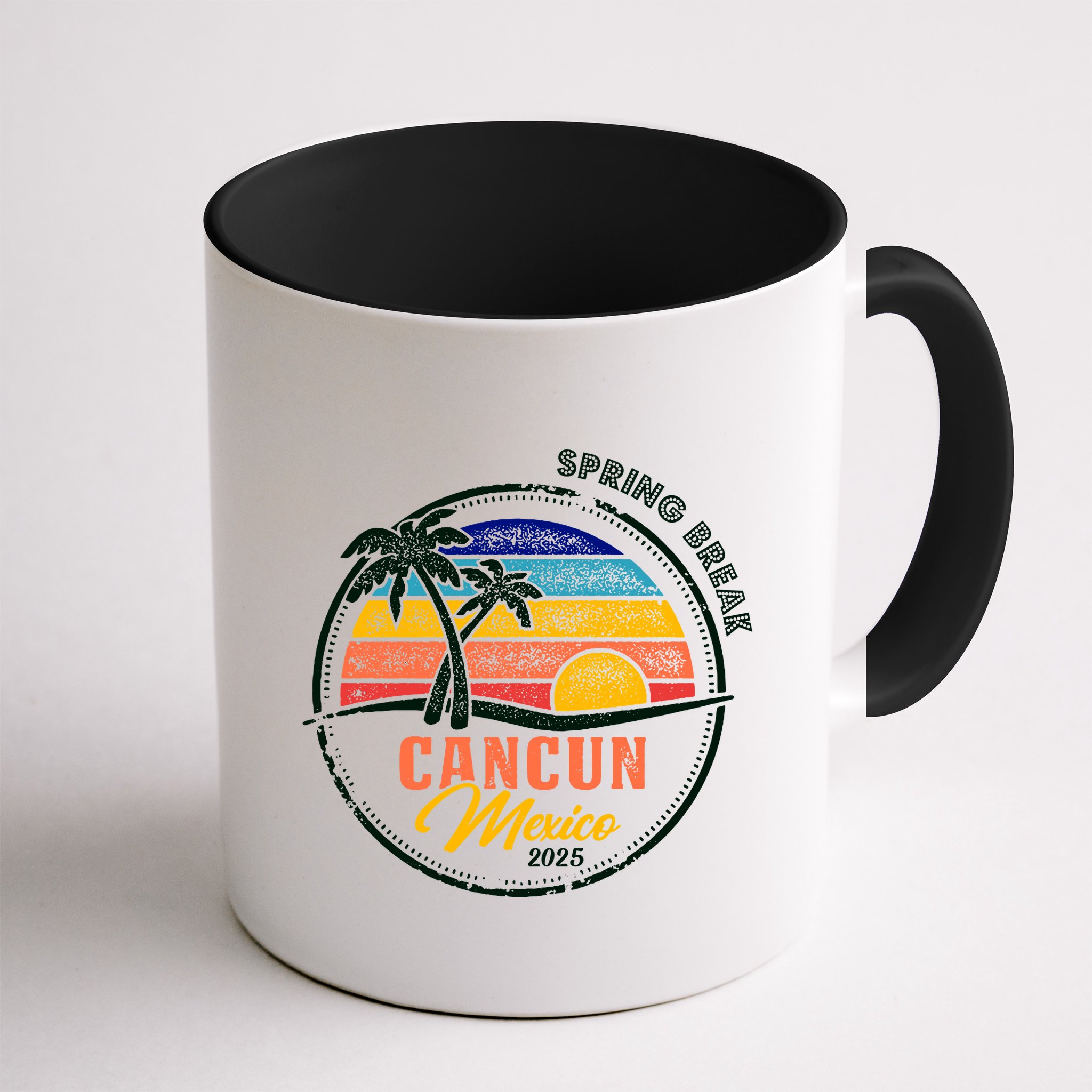 Spring Break 2025 Cancun Retro Sunset Mug