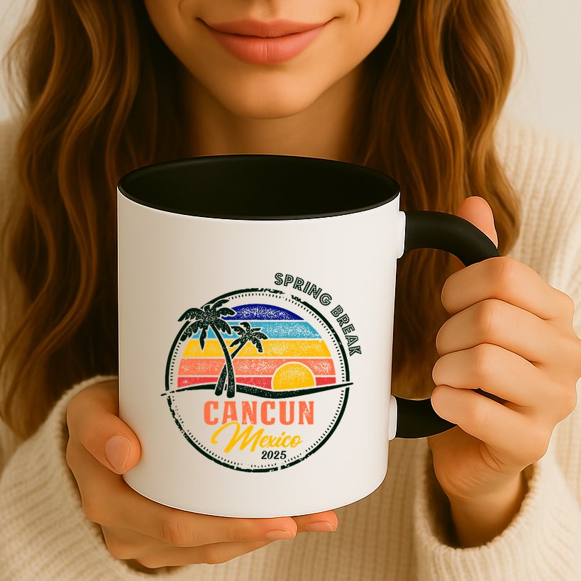 Spring Break 2025 Cancun Retro Sunset Mug