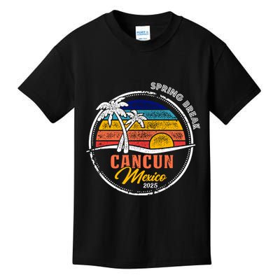 Spring Break 2025 Cancun Retro Sunset Kids T-Shirt