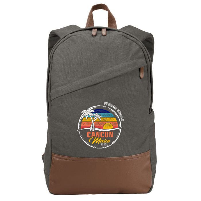 Spring Break 2025 Cancun Retro Sunset Cotton Canvas Backpack