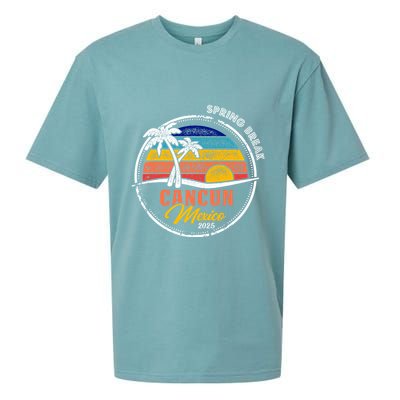 Spring Break 2025 Cancun Retro Sunset Sueded Cloud Jersey T-Shirt