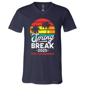 Spring Break 2025 Fort Lauderdale Beach Vacation Retro V-Neck T-Shirt