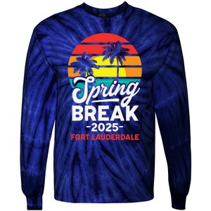 Spring Break 2025 Fort Lauderdale Beach Vacation Retro Tie-Dye Long Sleeve Shirt