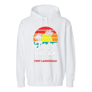 Spring Break 2025 Fort Lauderdale Beach Vacation Retro Garment-Dyed Fleece Hoodie