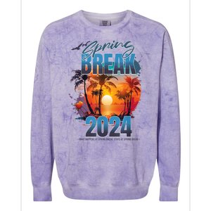 Spring Break 2024 Retro Beach Scene Matching Colorblast Crewneck Sweatshirt