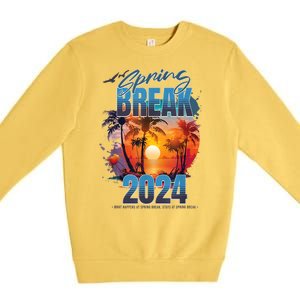 Spring Break 2024 Retro Beach Scene Matching Premium Crewneck Sweatshirt