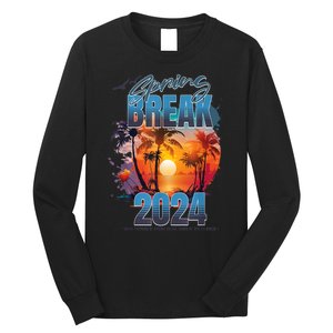 Spring Break 2024 Retro Beach Scene Matching Long Sleeve Shirt