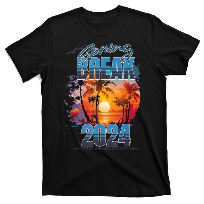 Spring Break 2024 Retro Beach Scene Matching T-Shirt