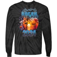 Spring Break 2024 Retro Beach Scene Matching Tie-Dye Long Sleeve Shirt