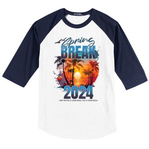 Spring Break 2024 Retro Beach Scene Matching Baseball Sleeve Shirt