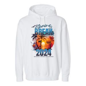 Spring Break 2024 Retro Beach Scene Matching Garment-Dyed Fleece Hoodie