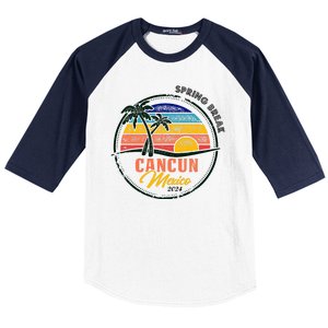 Spring Break 2024 Cancun Retro Sunset Baseball Sleeve Shirt