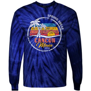 Spring Break 2024 Cancun Retro Sunset Tie-Dye Long Sleeve Shirt