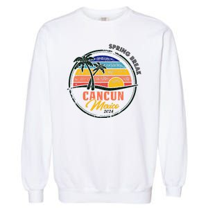 Spring Break 2024 Cancun Retro Sunset Garment-Dyed Sweatshirt