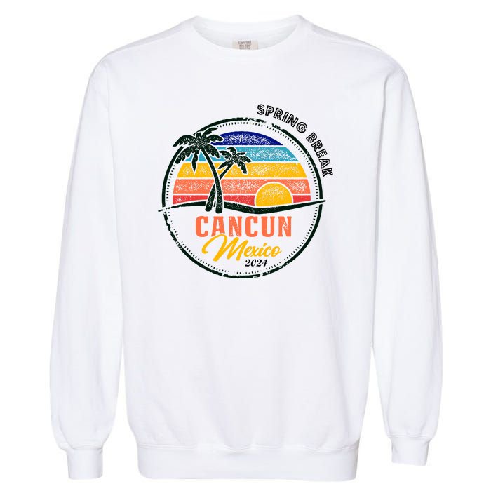 Spring Break 2024 Cancun Retro Sunset Garment-Dyed Sweatshirt