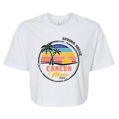 Spring Break 2024 Cancun Retro Sunset Bella+Canvas Jersey Crop Tee