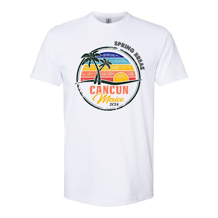 Spring Break 2024 Cancun Retro Sunset Softstyle® CVC T-Shirt