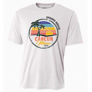 Spring Break 2024 Cancun Retro Sunset Cooling Performance Crew T-Shirt