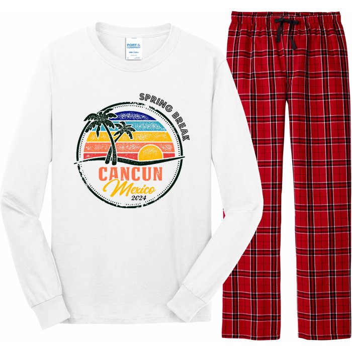 Spring Break 2024 Cancun Retro Sunset Long Sleeve Pajama Set