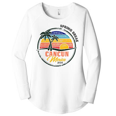 Spring Break 2024 Cancun Retro Sunset Women's Perfect Tri Tunic Long Sleeve Shirt