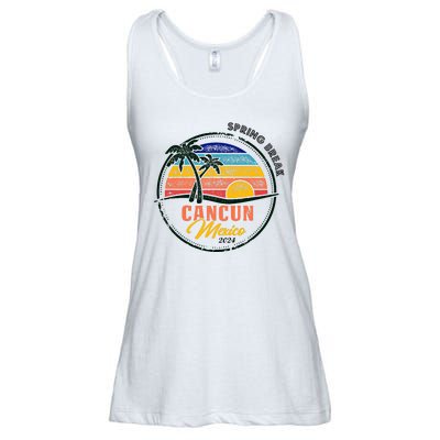 Spring Break 2024 Cancun Retro Sunset Ladies Essential Flowy Tank