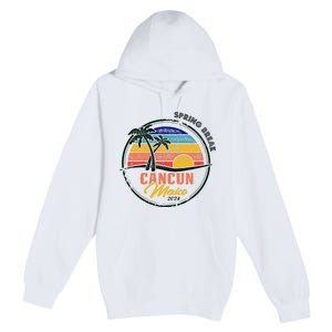 Spring Break 2024 Cancun Retro Sunset Premium Pullover Hoodie