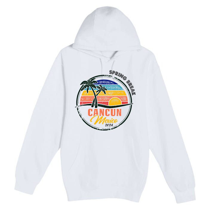 Spring Break 2024 Cancun Retro Sunset Premium Pullover Hoodie