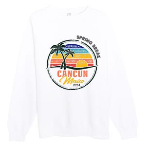 Spring Break 2024 Cancun Retro Sunset Premium Crewneck Sweatshirt