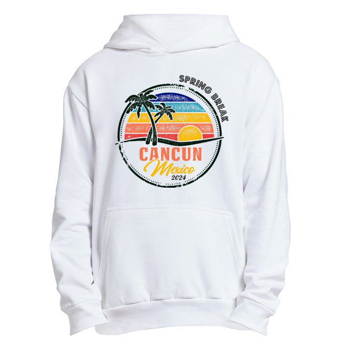 Spring Break 2024 Cancun Retro Sunset Urban Pullover Hoodie