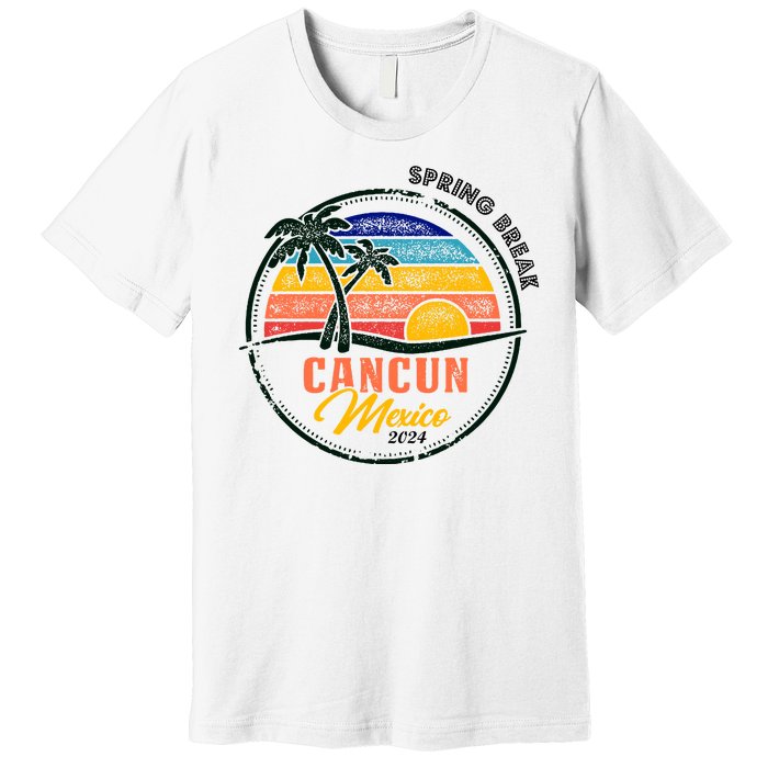 Spring Break 2024 Cancun Retro Sunset Premium T-Shirt