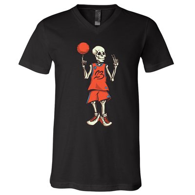 Skeleton Basketball V-Neck T-Shirt