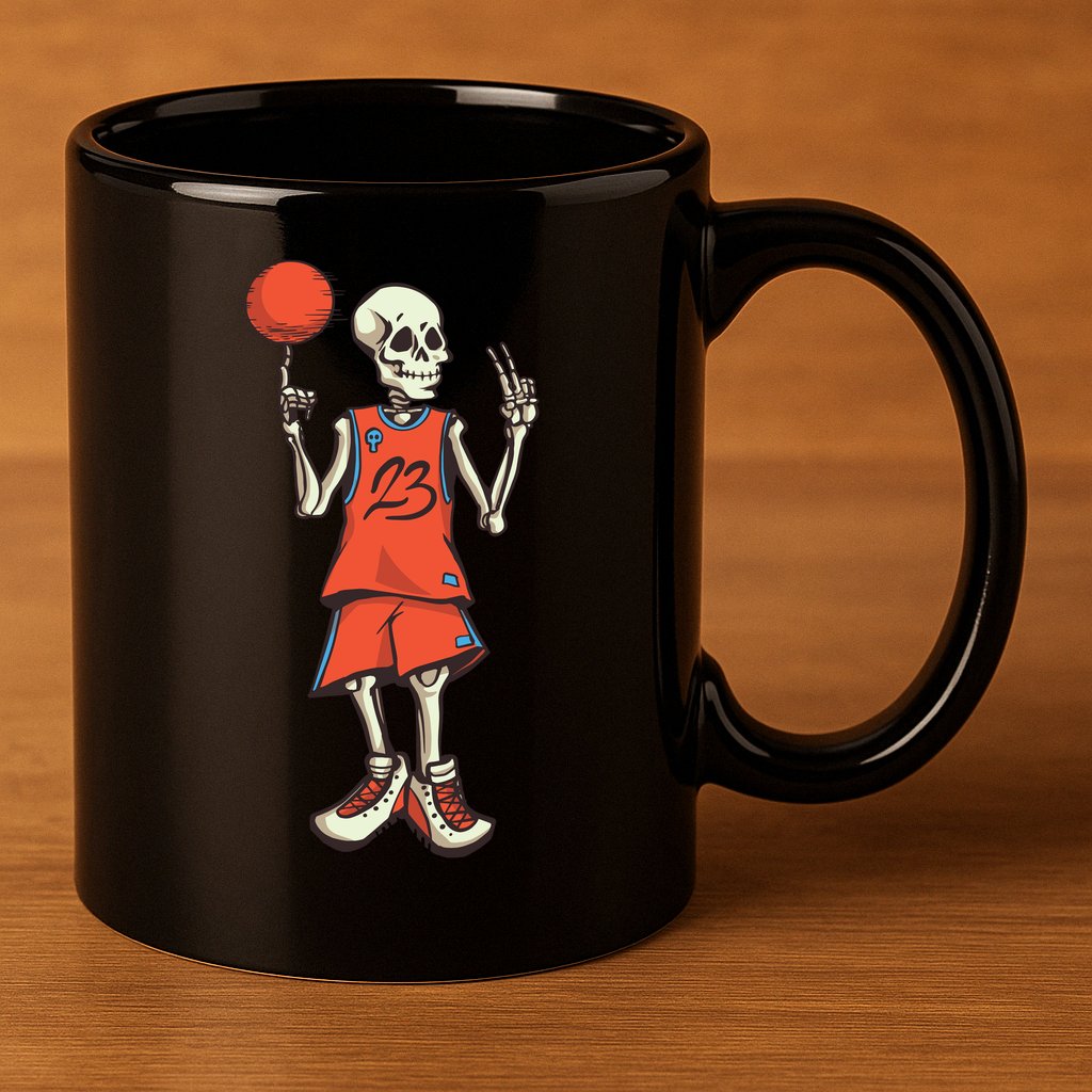 Skeleton Basketball 11oz C Handle Ceramic Mug