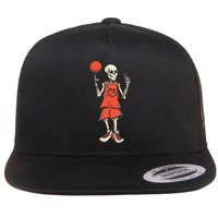 Skeleton Basketball Flat Bill Trucker Hat