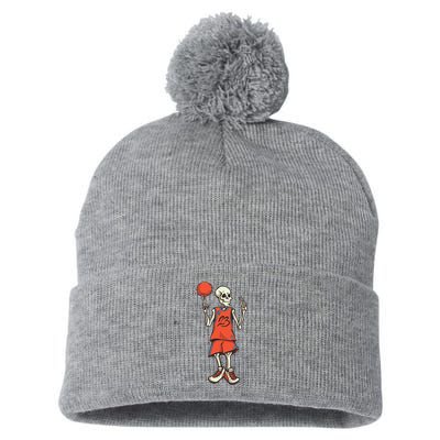 Skeleton Basketball Pom Pom 12in Knit Beanie