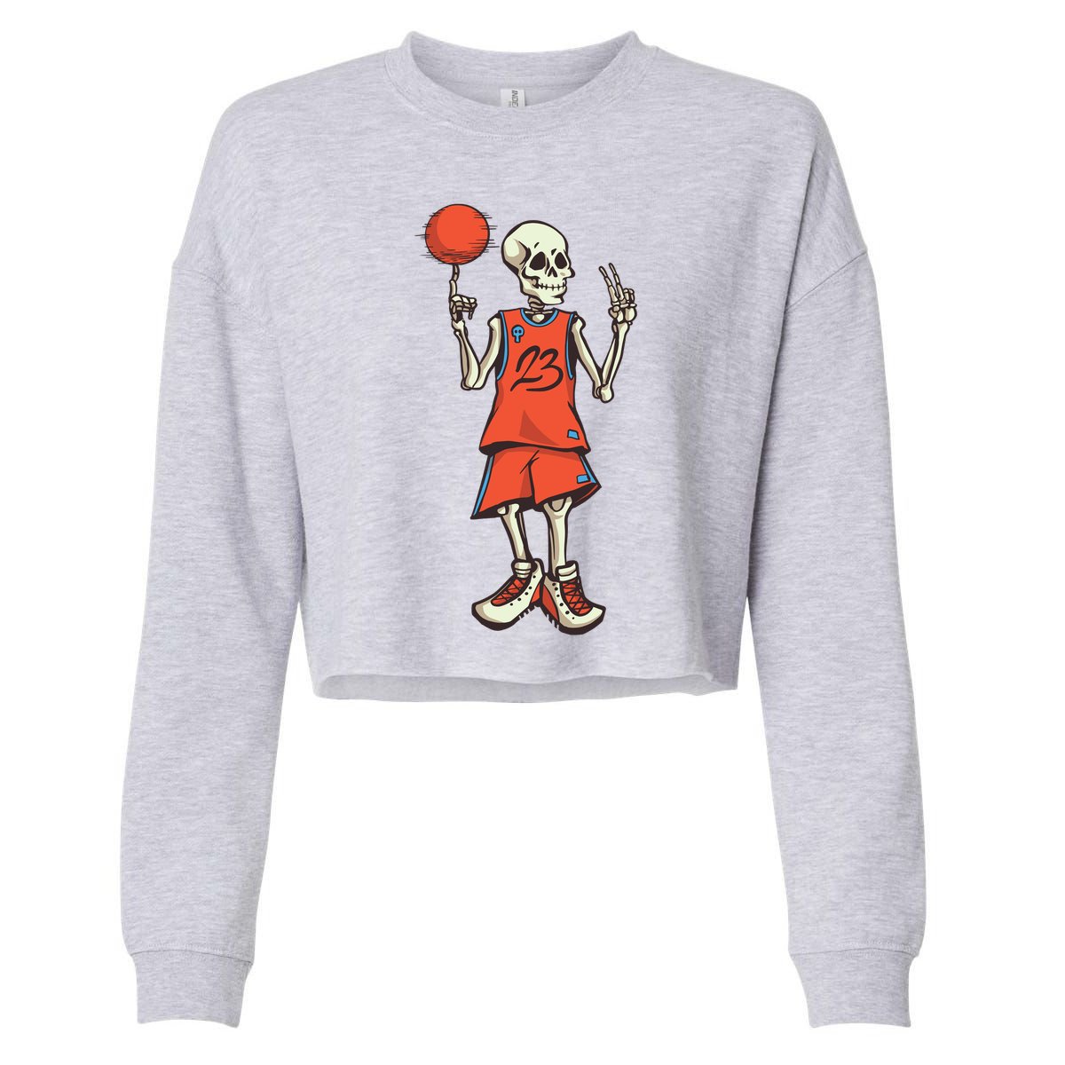 Skeleton Basketball Cropped Pullover Crew