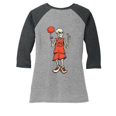 Skeleton Basketball Women's Tri-Blend 3/4-Sleeve Raglan Shirt