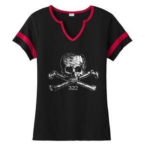 Skull & Bones 322 Distressed Skull And Crossbones Ladies Halftime Notch Neck Tee