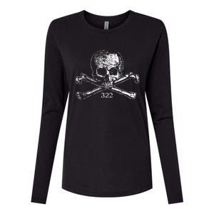 Skull & Bones 322 Distressed Skull And Crossbones Womens Cotton Relaxed Long Sleeve T-Shirt