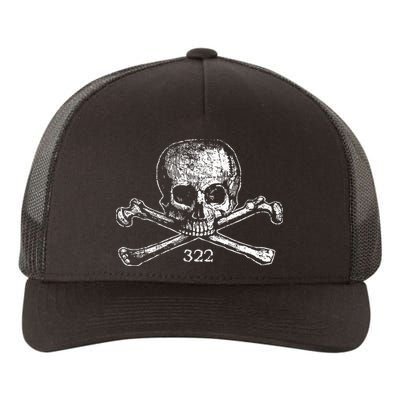 Skull & Bones 322 Distressed Skull And Crossbones Yupoong Adult 5-Panel Trucker Hat