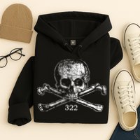 Skull & Bones 322 Distressed Skull And Crossbones Hoodie